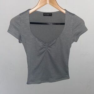 Grey flattering short sleeve shirt